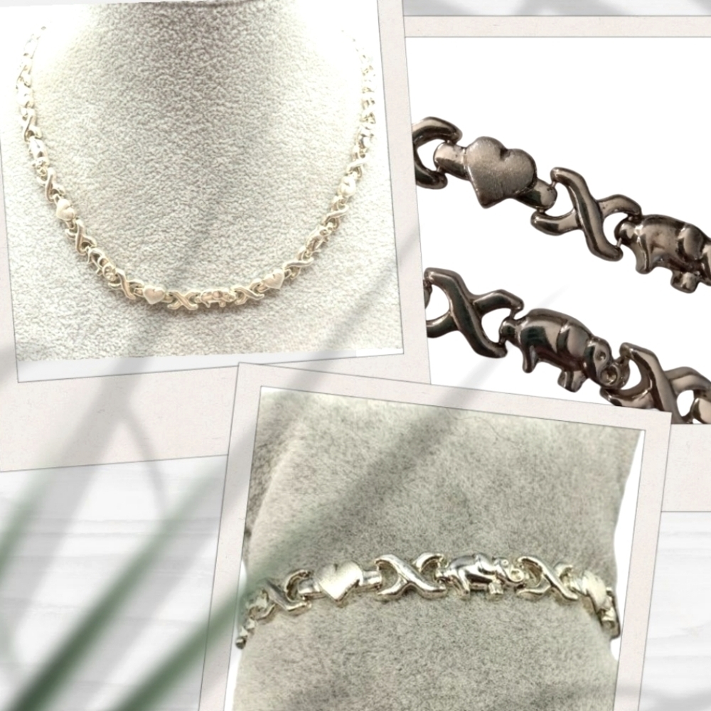 STAR GOLD Hearts & Elephants Necklace & Bracelet
